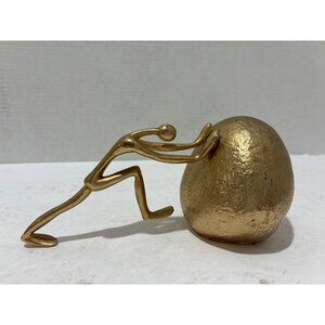 Vintage MCM Modern Ted Arnold Sisyphus Man Pushing Rock Sculpture Paperweight